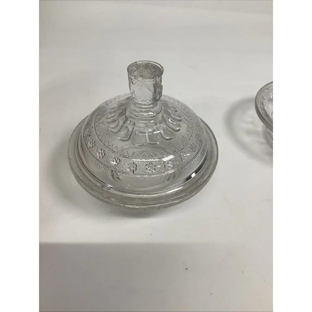 2 Antique EAPG Adam’s & Co Egyptian Oasis Pattern Sphinx Candy Dishes (1 Lidded)
